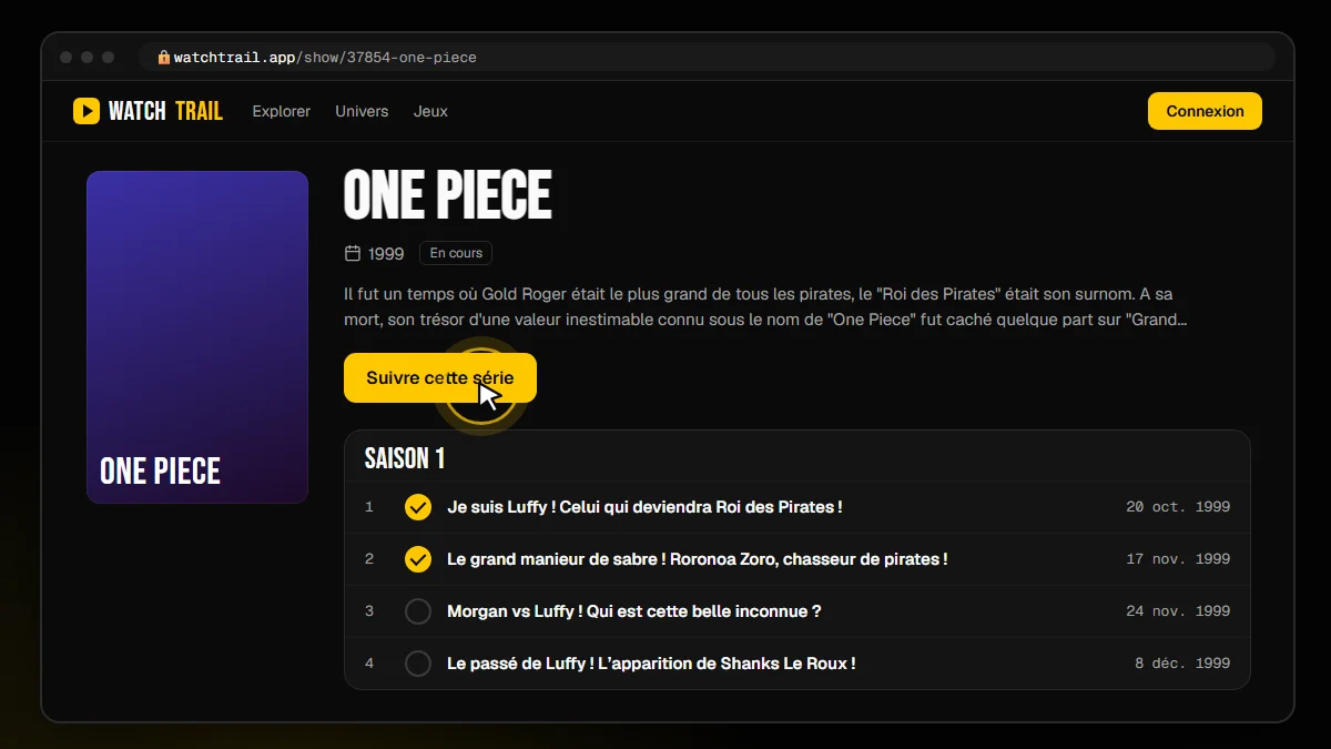 Suis One Piece sur WatchTrail